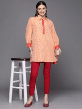 Peach Crepe Printed Tunic-AHTUCRPG-8081