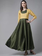 Olive Green Art Silk Solid Dress with Jacket-AHDRPSGP-935