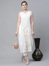 Women Off White Pure Cotton Printed Kurta with Trousers-AHKUPN-COMBO-474