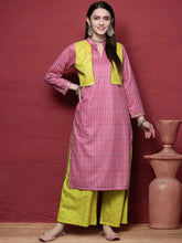 Women's Pink Velvet Sharara Set-AHTUSH-COMBO-606