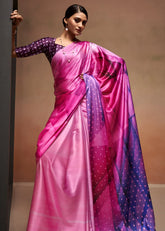 Women's Latest Bollywood Solid Satin Saree With Unstiched Blouse-AVN-8090-PINK-DPINK