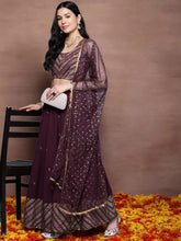 Purple & Gold-Toned Printed Sequined Ready to Wear Lehenga & Blouse With Dupatta-AHBLDUSK-COMBO-649