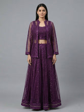 Embellished Top with Skirt & Jacket