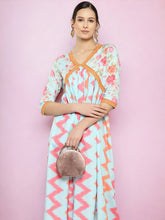 Floral Printed Midi Empire Ethnic Dress-AHEDCRDP-188