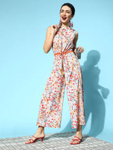Pink Crepe Digital Print Floral Jumpsuit-AHJSCRDP-918-FF