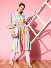 Multi Colour Candy Stripes Kaftan Kurta-AHKFCRDP-6058