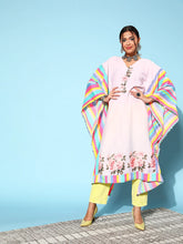 Pink Crepe Vacation Stripes Kaftan Kurta-AHKFCRDP-6060