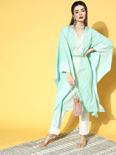 Sea Green Printed Kaftan Kurta-AHKFCRPG-6039-FF