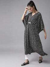 Black & White Printed Flared Sleeves Kaftan Kurta-AHKFMCFPDS-6021