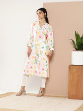 White & Pink Floral Printed Kurta-AHKUCRDP-1024-ICH