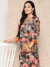 Women Floral Printed Gotta Patti Crepe Kurta-AHKUCRDP-1060-ICH