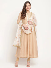 Beige & Off-White Anarkali Kurta with Printed Dupatta-AHKUDU-Combo-57