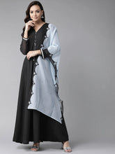 Black Solid Maxi Dress With Dupatta-AHKUDU-Combo-269