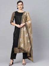 Black Solid Kurta with Trousers & Dupatta-AHKUDUPN-Combo-204