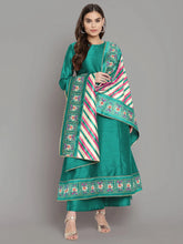 Sea Green Printed Gotta Patti Kurti with Palazzos & Dupatta-AHKUDUPZ-COMBO-636