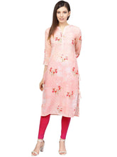 Printed Floral Muslin Straight Kurta For Women-AHKUMSDP-808