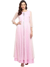 Light Pink Double Layered Indo western Kurta Dress-AHKUNTFPDS-681