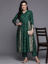 Women Printed Pleated Kurta with Trousers-AHKUPN-COMBO-864