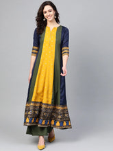 Green & Yellow Pleated Kurta with Palazzo Set-AHKUPN-Combo-225