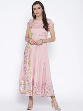 Pink Anarkali Kurta with Attached Printed Dupatta-AHKUPSDP-697