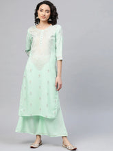 Sea Green & Golden Printed Kurta with Palazzo-AHKUPZ-COMBO-304