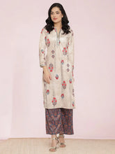 Beige Digital Print Velvet Kurta With Palazzo-AHKUPZ-COMBO-411