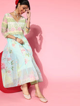 Sea Green Organza Romantic Florals Kurta Palazzo Set-AHKUPZ-COMBO-427-FF