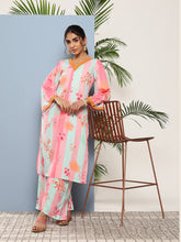 Pink Floral Printed Pleated Gotta Patti Kurta with Palazzos-AHKUPZ-COMBO-624-ICH