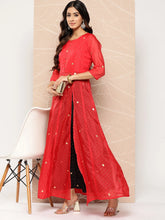 Red & Black Bandhani Print Kurta with Palazzo-AHKUPZ-Combo-277