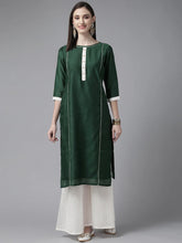 Women Dark Green Plain Chanderi Kurta with Sharara Set-AHKUSH-Combo-320