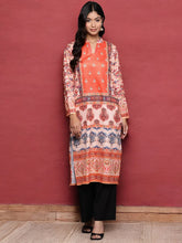 Orange Printed Gotta Patti Velvet Kurta-AHKUVLDP-1104