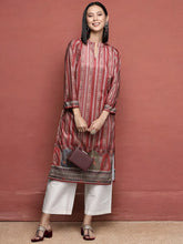 Maroon Striped Gotta Patti Velvet Kurta-AHKUVLDP-1109