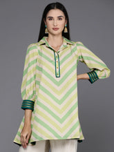 Shirt Collar Striped Ethnic Tunic-AHTUCRDP-8086
