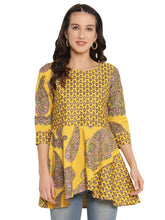 Mustard Printed Layerd Tunic-AHTUCRGP-8020