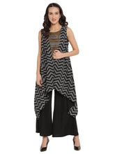 Black Tunic with Attached Shrug-AHTUCRGP-8021