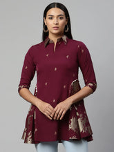 Burgundy & Gold Printed Tunic-AHTUCRGP-8079
