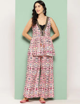 Multi Colour Printed Ethnic Tunic with Palazzos-AHTUPZ-COMBO-796-ICH