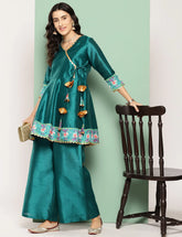Green Printed Ethnic Tunic with Palazzos-AHTUPZ-COMBO-803-ICH