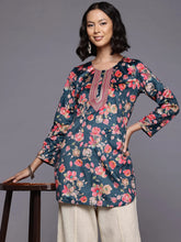 Floral Printed Velvet Tunic-AHTUVLDP-8192