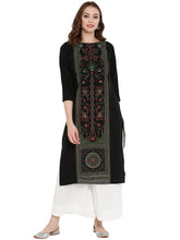 Black Printed Straight Kurta-ALKUCRPGGL-20026
