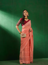 Womens Fashion Ethnic Peach Color Sarees-MLSHWSA1281PCH0ONE