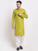 Men's Cotton Solid Kurta Pyjama ( JOKP 532Olive )-JOKP-532