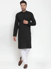 DesiQlo Men's Black Cotton Solid Kurta Payjama Sets ( JOKP 611 Black )