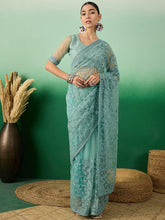 Womens Fashion Ethnic Teal Color Sarees-MLSHWSA1323TEL0ONE
