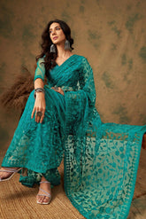 Womens Fashion Ethnic Green Color Sarees-MLSHWSA1327GRN0ONE