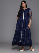 Plus Size Polka Dots Print A-Line Maxi Ethnic Dress-AP-AHEDNTFP-168