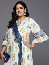 Plus Size Floral Printed Bell Sleeves Pure Cotton Kurta-AP-AHKUCOPG-836