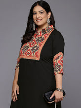 Plus Size Printed Gotta Patti Crepe Kurta-AP-AHKUCRDP-1132