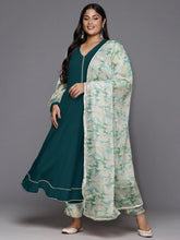 Gotta Patti Puffed Sleeves Anarkali Kurta with Trousers & Dupatta-AP-AHKUDUPN-COMBO-955