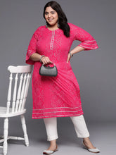 Bandhani Printed Bell Sleeves Gotta Patti Pure Cotton Kurta-AP-AHKUMLKH-1119